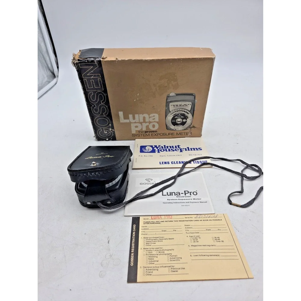 Gossen Luna-Pro Light Meter with Leather Case Box Manual Plus New Batteries